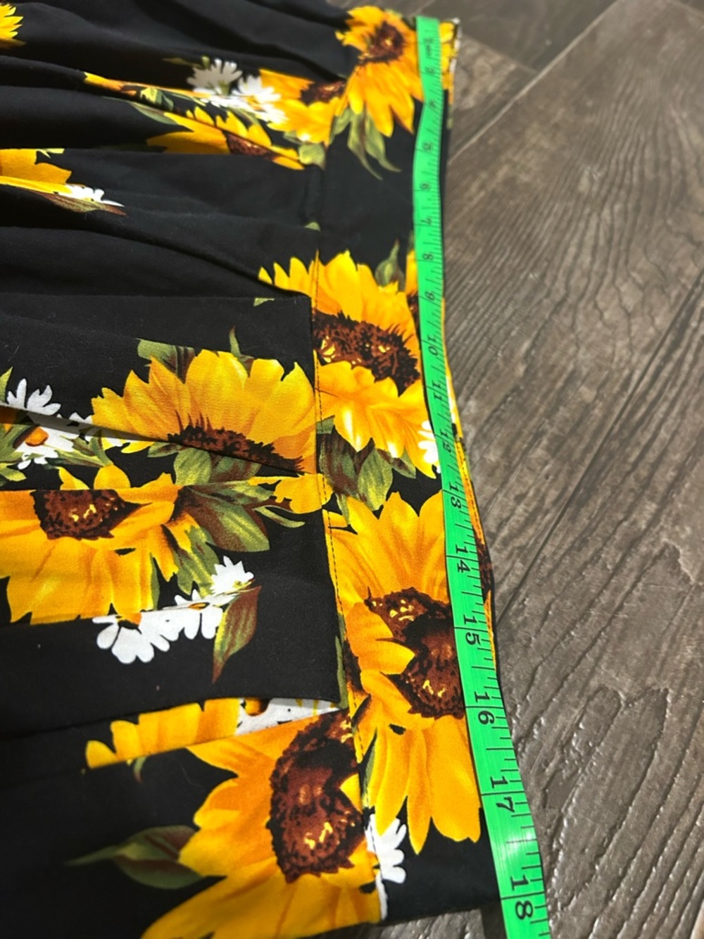 Sunflower-Print Black A-Line Skirt - Picture 5 of 7